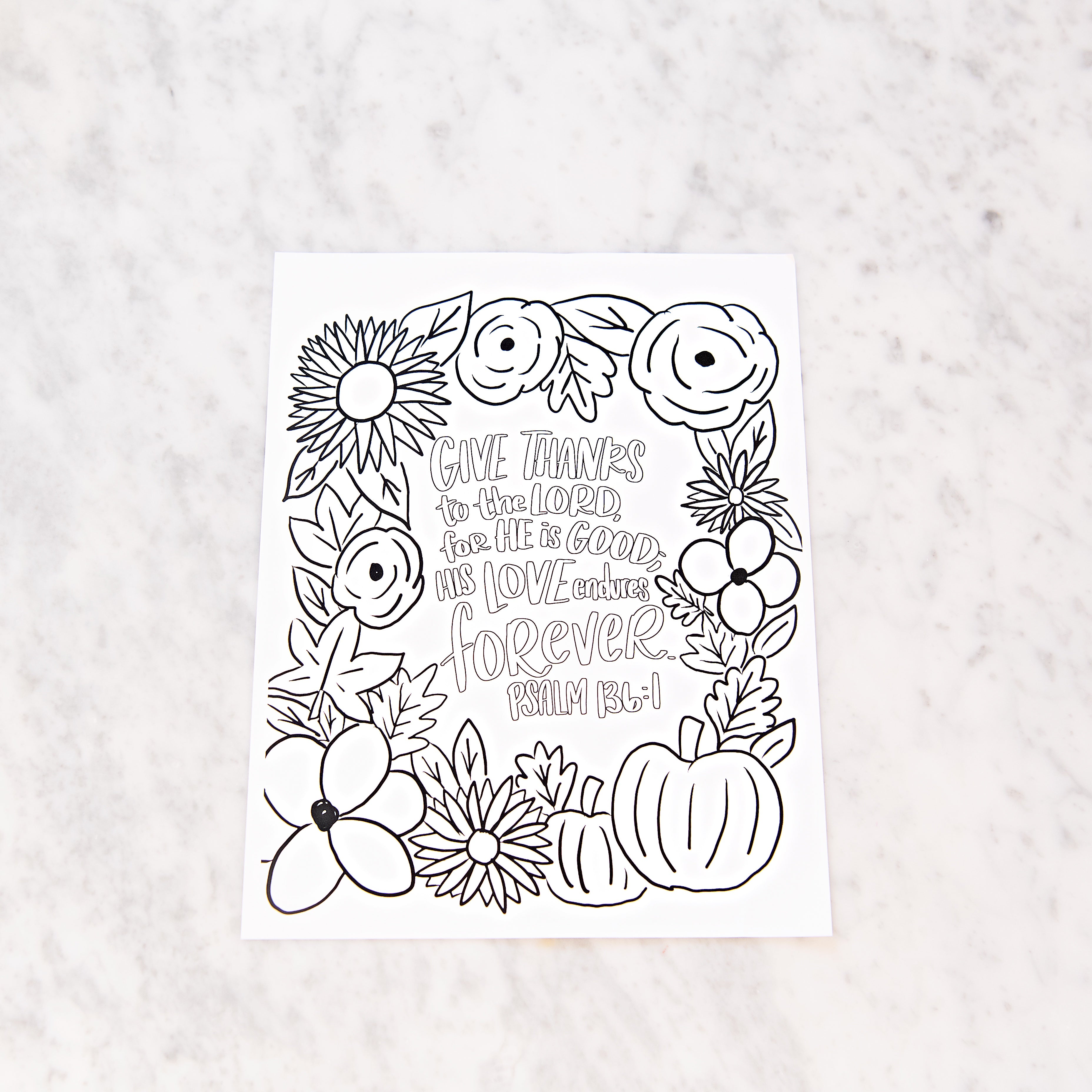 Psalm thanksgiving coloring sheet â golden thread inc