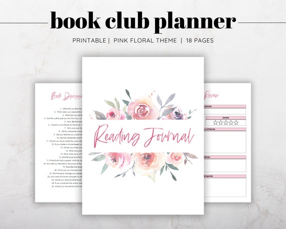 Reading journal printable book club planner printable reading list reading log book review reading wishlist bookshelf coloring page