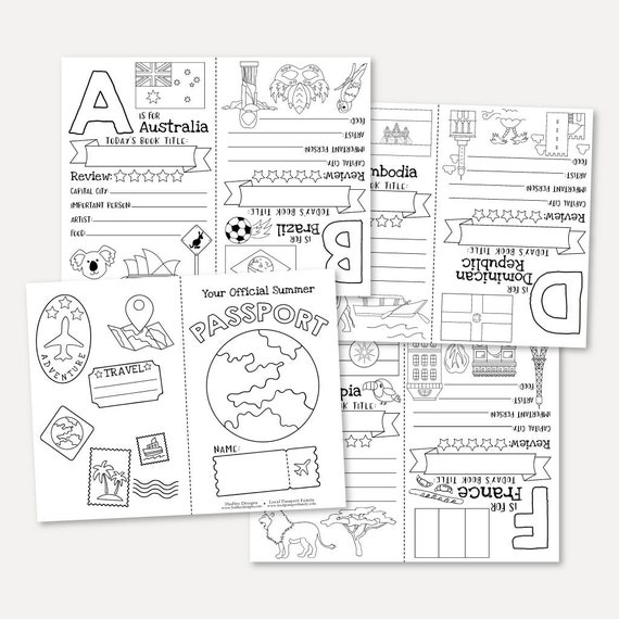 Alphabet passport printable learning letters coloring pages kids travel activity book folding folding pattern childrens travel sheet pdf