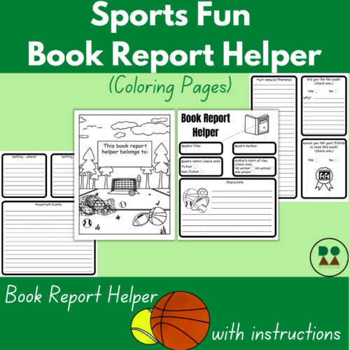 Sports fun book report helper coloring pages reading and writing incentive
