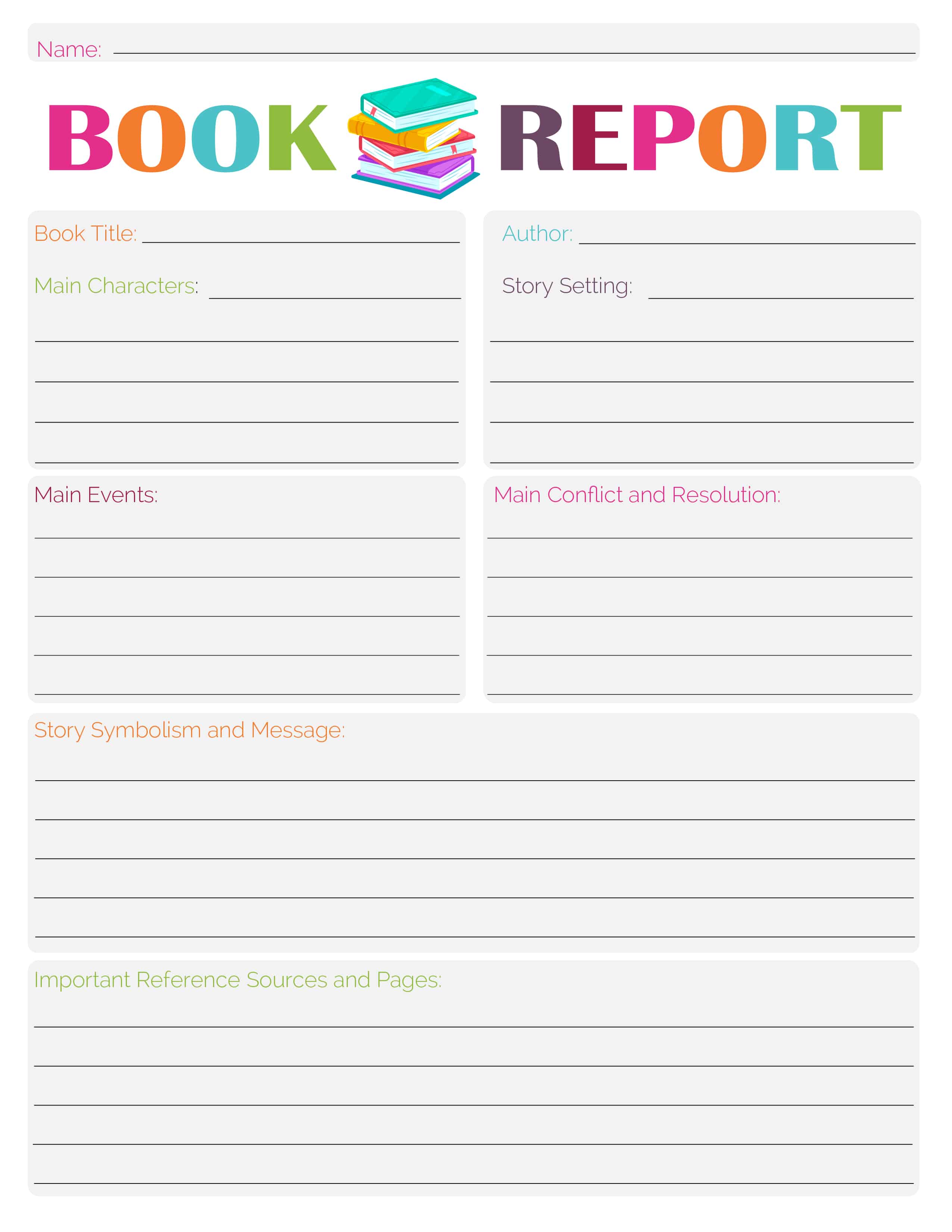 Free printable book report templates