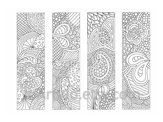 Printable bookmarks coloring page zendoodle zentangle inspired printable instant download sheet download now
