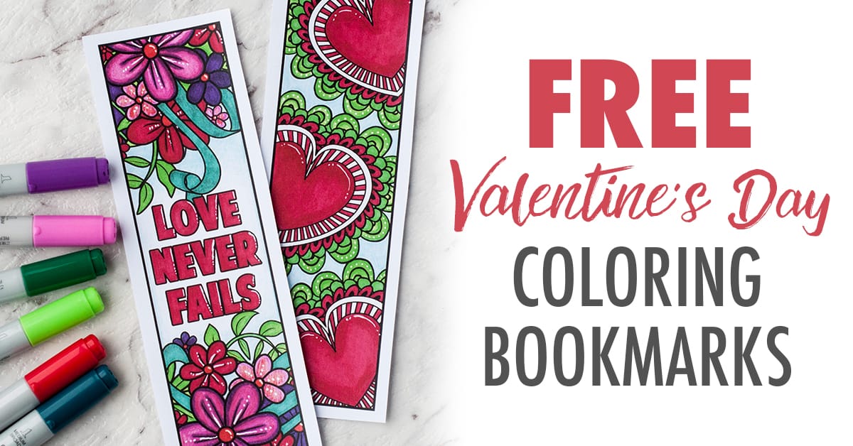 Free printable valentines day coloring bookmarks