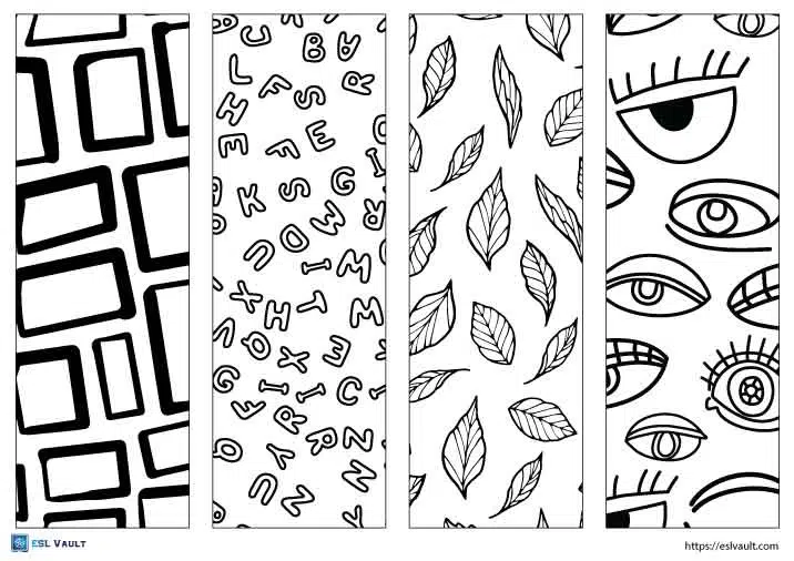 Free printable bookmarks to color