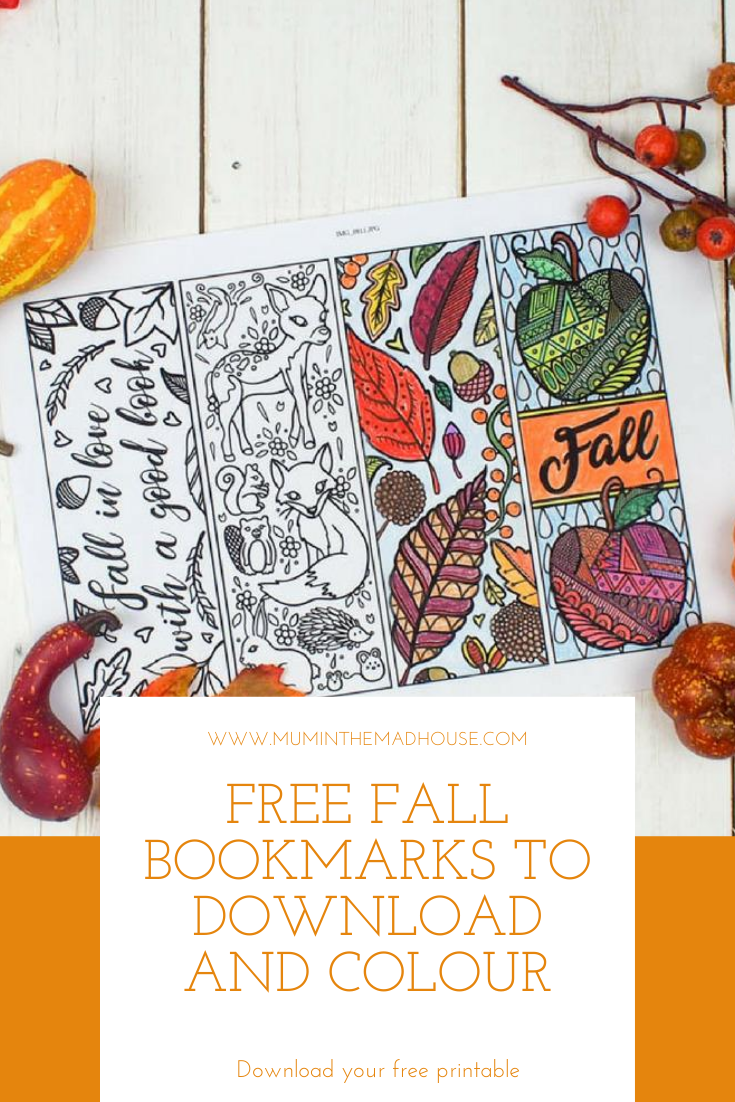 Free printable autumn bookmarks to colour mum in the madhouse