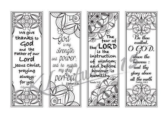 Bible verse coloring bookmarks instant download