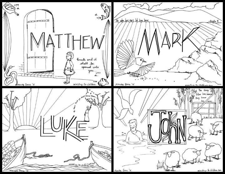Discover the beauty of the four gospels with our free coloring pages