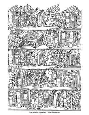 Zentangle bookshelf coloring page â free printable pdf from