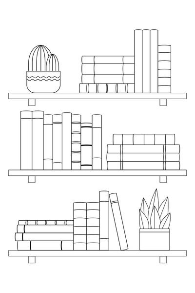 Bookshelf colouring pages royalty