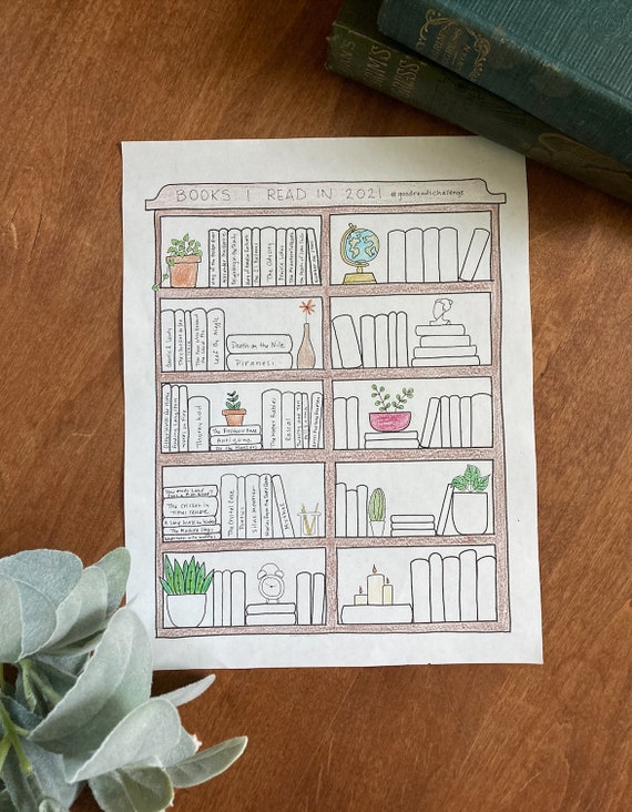 Printable book tracker bookshelf coloring page book planner download now