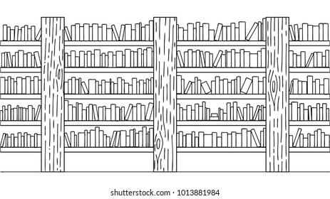 Bookshelf colouring pages royalty