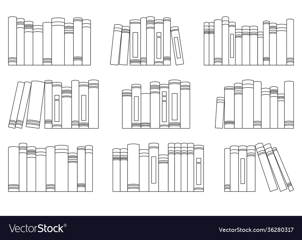 Printable book tracker many books on a bookshelf vector image