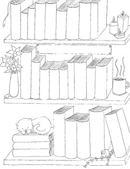 Cat and coffee bookshelf reading log by jennifer cates tpt