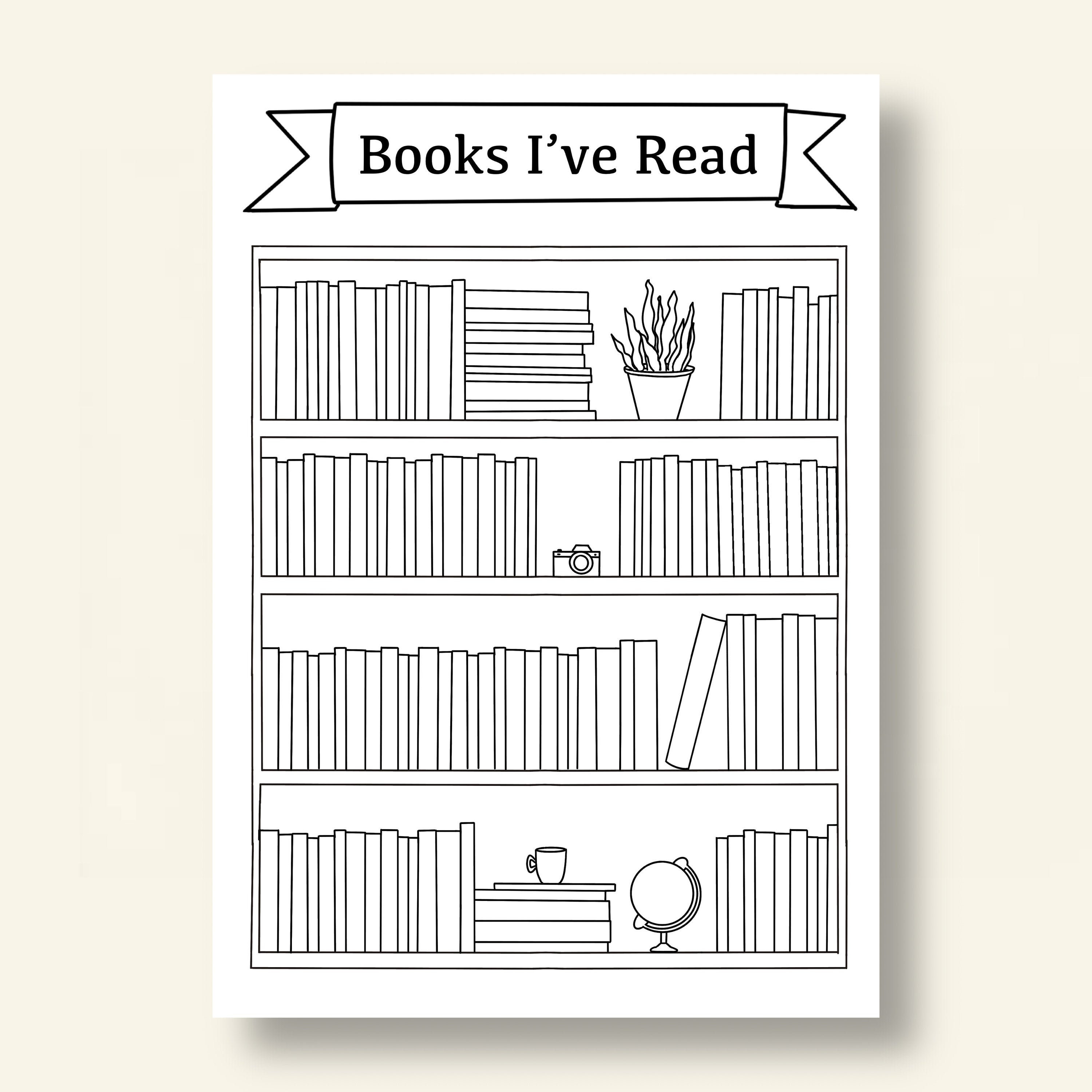 Reading tracker reading log coloring bookshelf book tracker printable digital planner book list goodnotes book goal