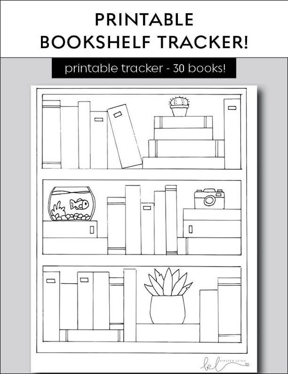 Bookshelf reading tracker book goal printable