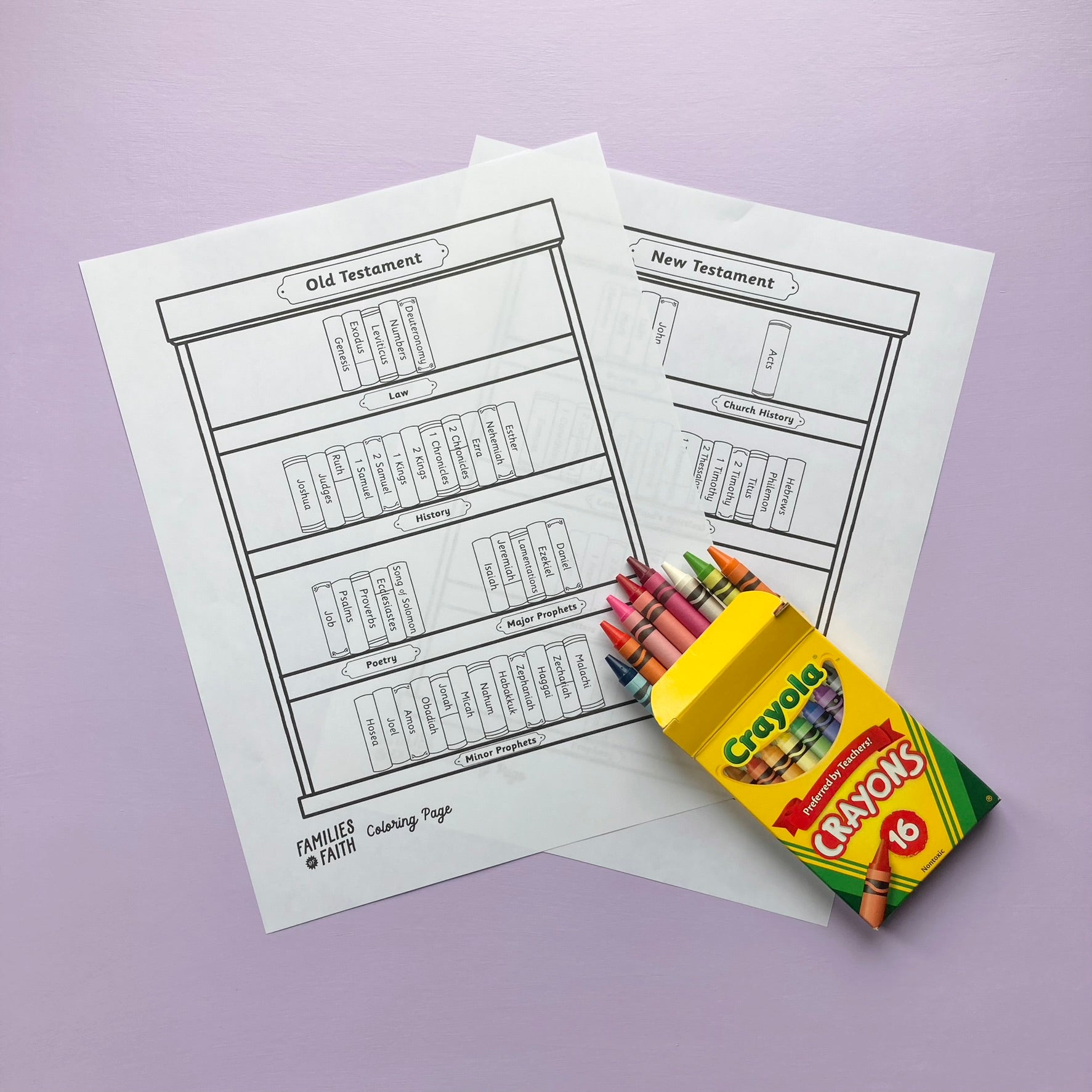 Bible bookshelf coloring pages â families of faith
