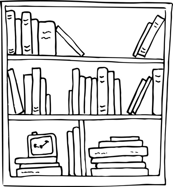 Bookshelf colouring pages royalty