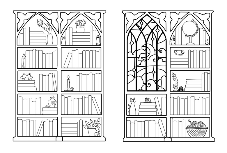Printable gothic bookshelves