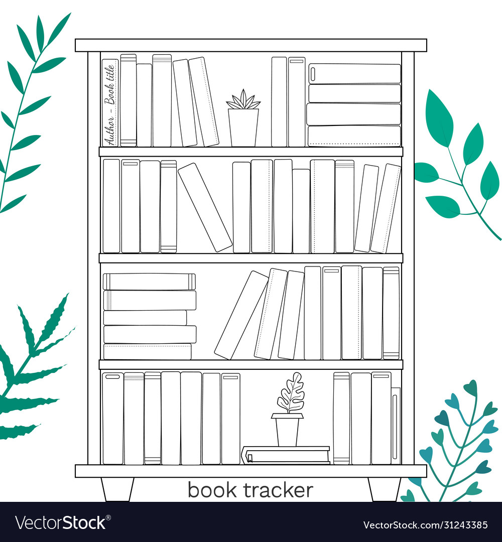 Bookcase reading tracker for printable royalty free vector
