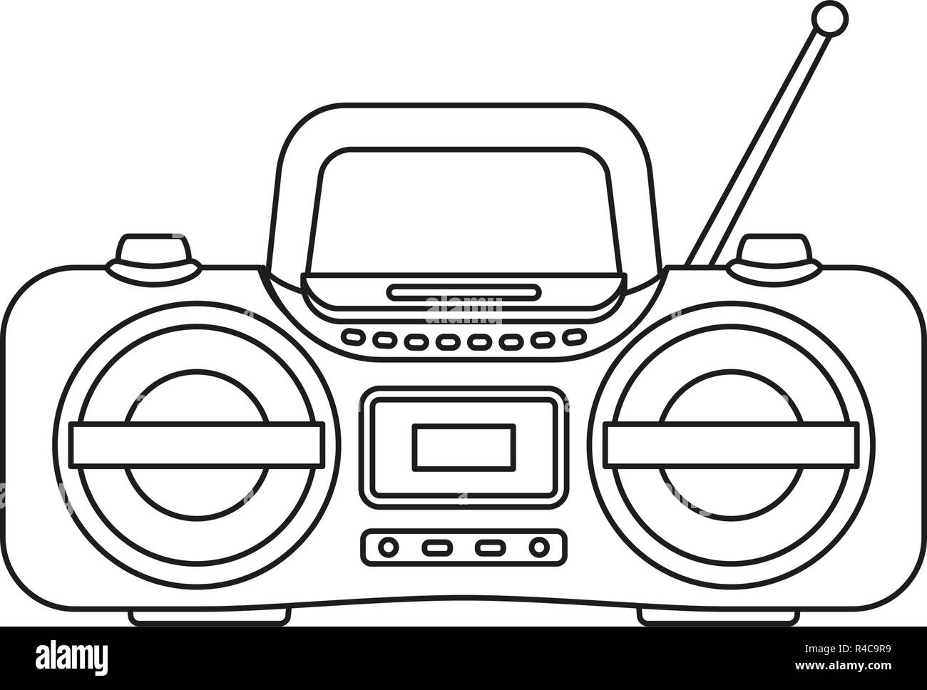 Line art black and white boombox stock vector image art