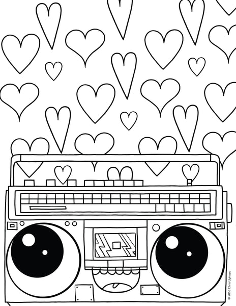 Boombox coloring page