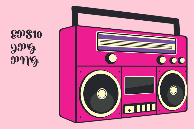 Pink boombox flat style