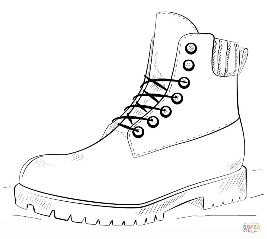Hiking boot coloring page free printable coloring pages boots hiking boots shoes drawing