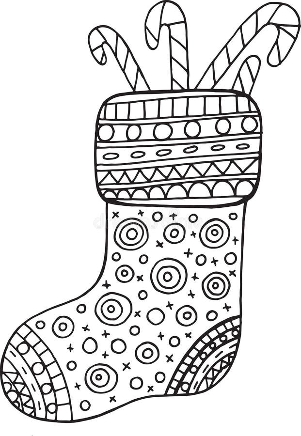 Christmas boot coloring page for adults and kids vector stock vector