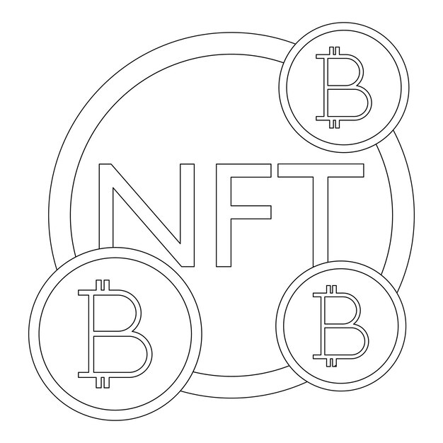 Premium vector nft token and bitcoin cryptocurrency line vector symbol