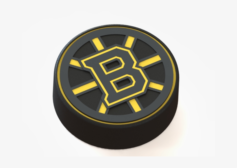 Boston bruins logo on hockey puck d print