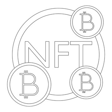 Premium vector nft token and bitcoin cryptocurrency line vector symbol