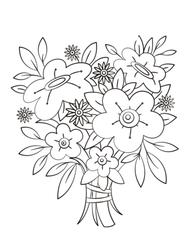 Flowers bouquet coloring page free printable coloring pages
