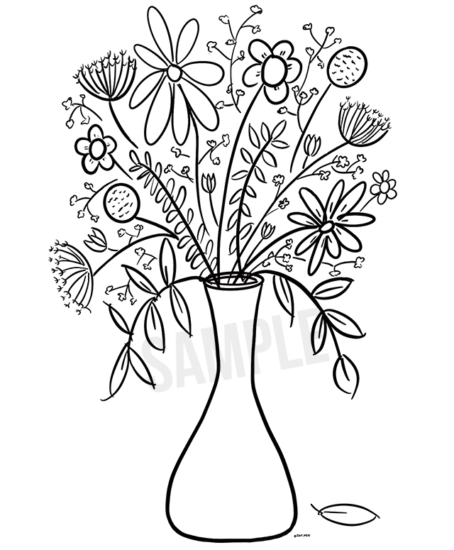 Free printable coloring page floral bouquet