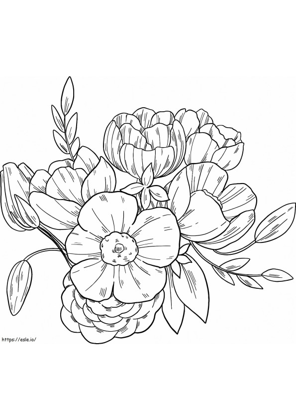 Printable flower bouquet coloring page