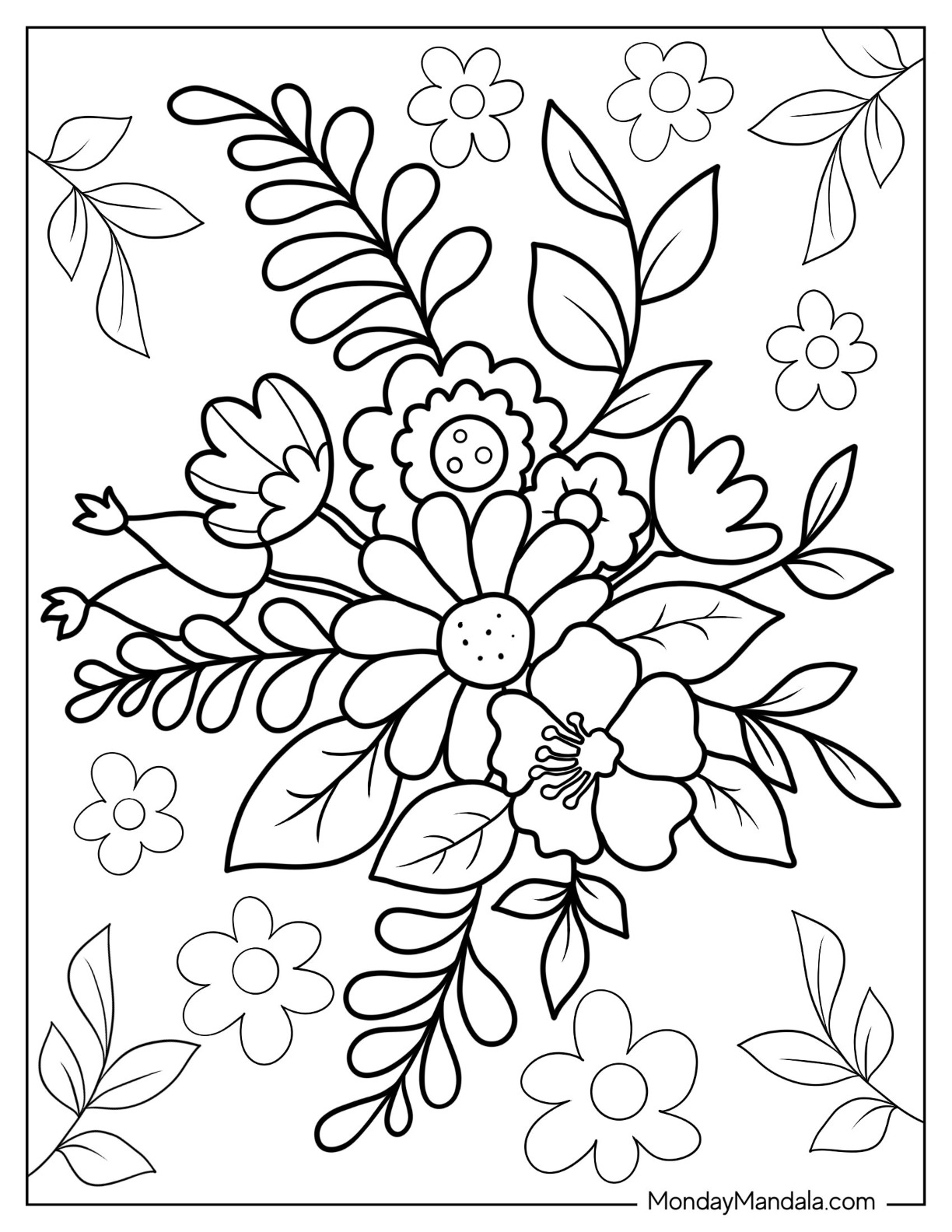 Flower coloring pages free pdf printables