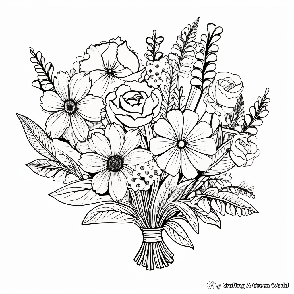 Flower bouquet coloring pages