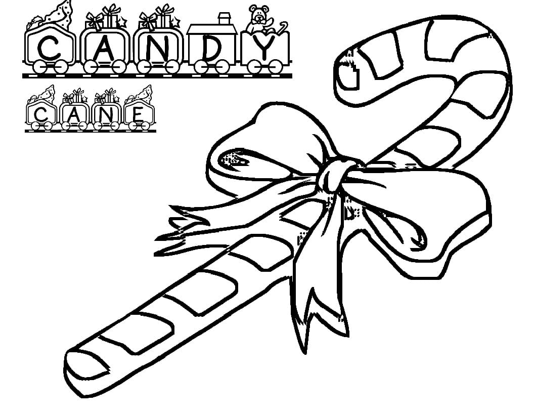 Candy cane and bow coloring page