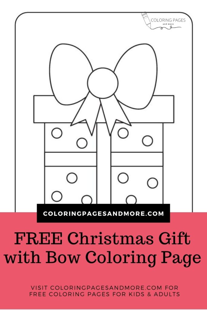 Christmas gift with bow coloring page