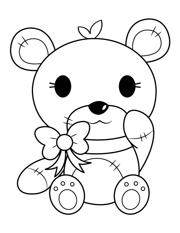 Printable teddy bear with bow coloring page