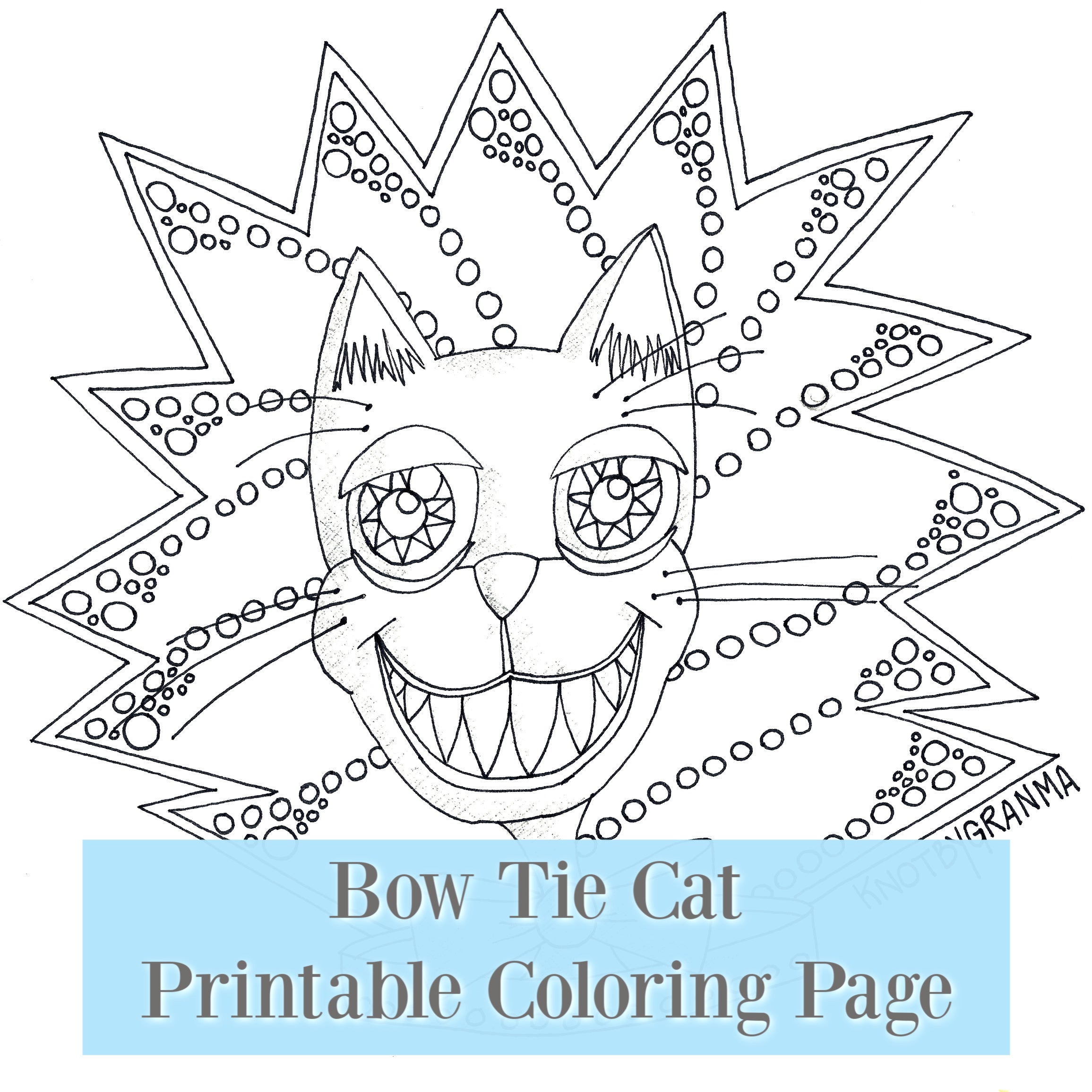 Bow tie printable cat coloring page â knot by granma