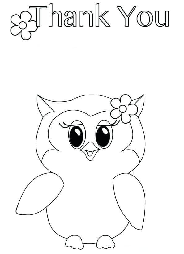 Owl with a bow coloring page