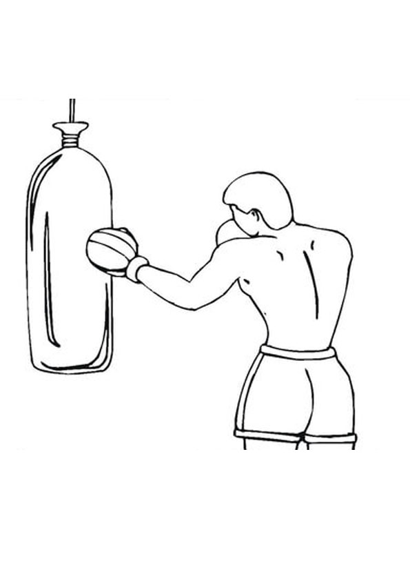 Coloring pages boxer hitting punching bag