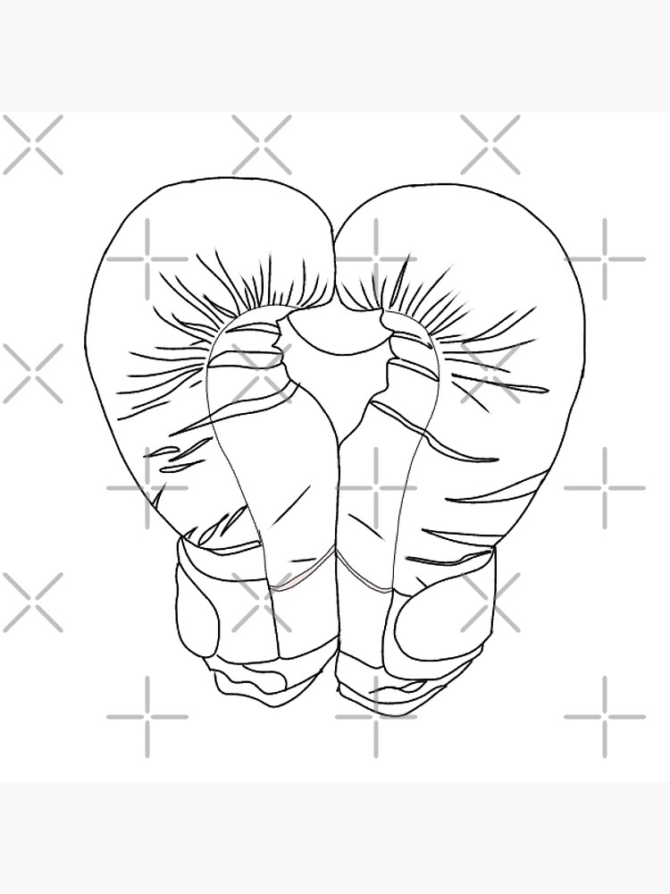 Black boxing gloves line art such as heart