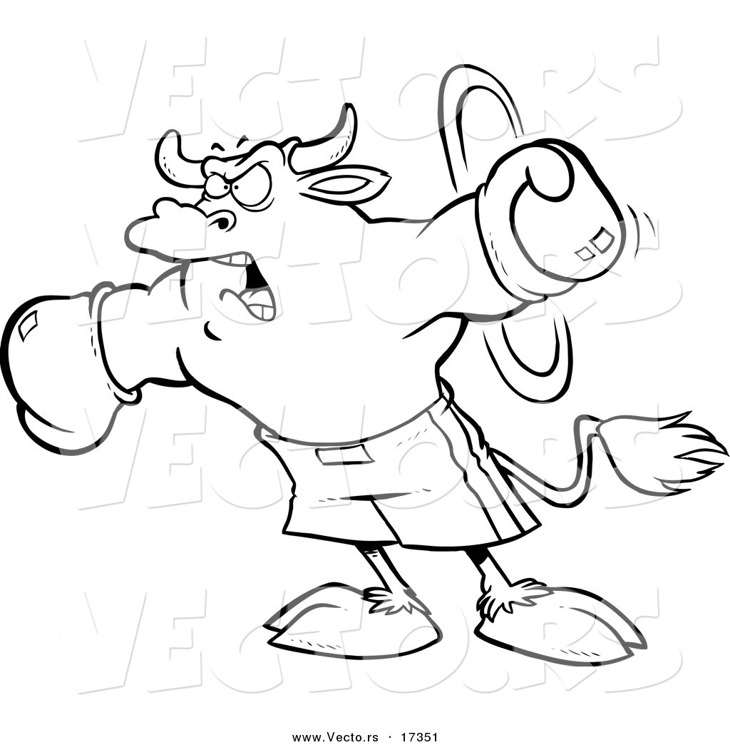 R of a cartoon boxing bull