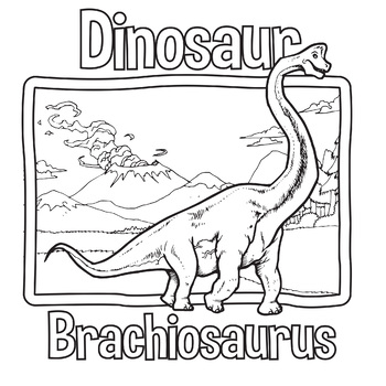 Brachiosaurus dinosaur coloring book page by scworkspace tpt