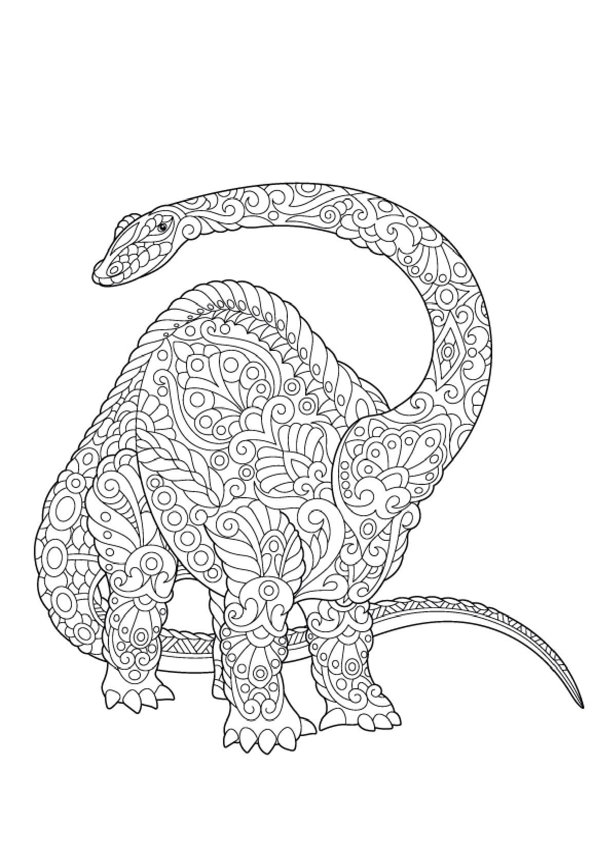 Basic brachiosaurus mandala coloring page