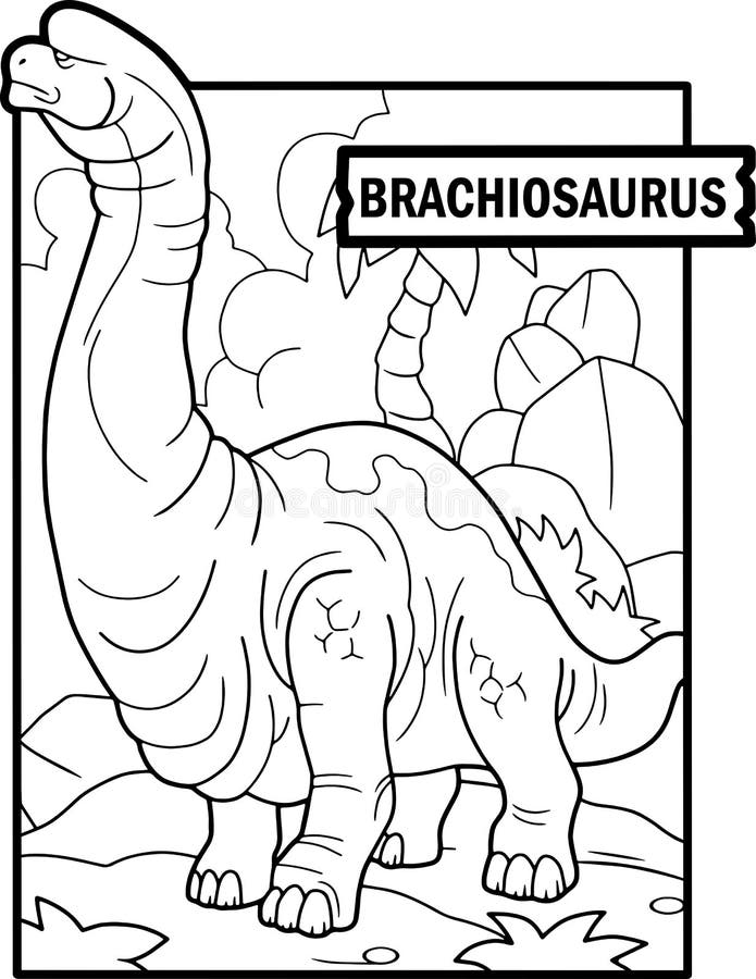Dinosaur brachiosaurus coloring page outline illustration stock vector