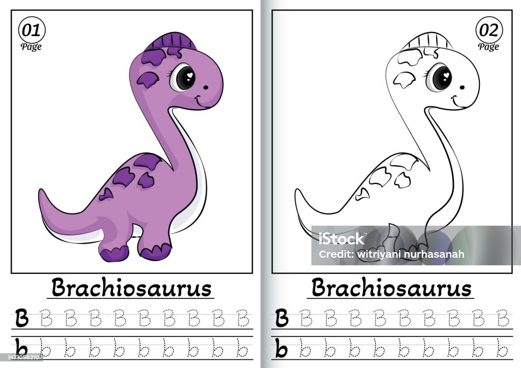 Brachiosaurus alphabet abc coloring page b printable coloring page or book dinosaur brachiosaurus stock illustration