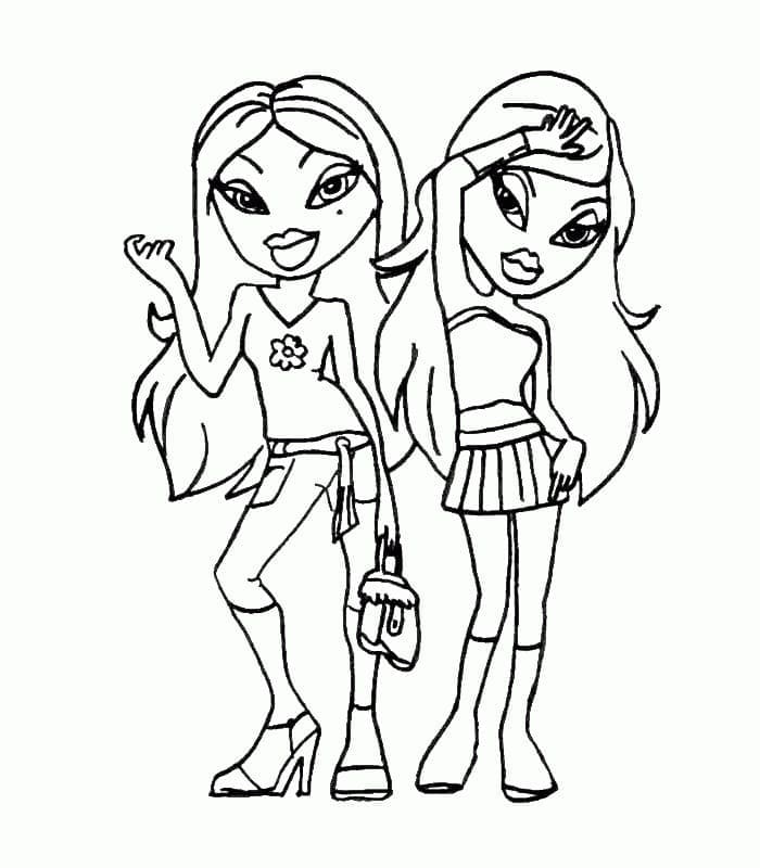 Cute bratz dolls coloring page