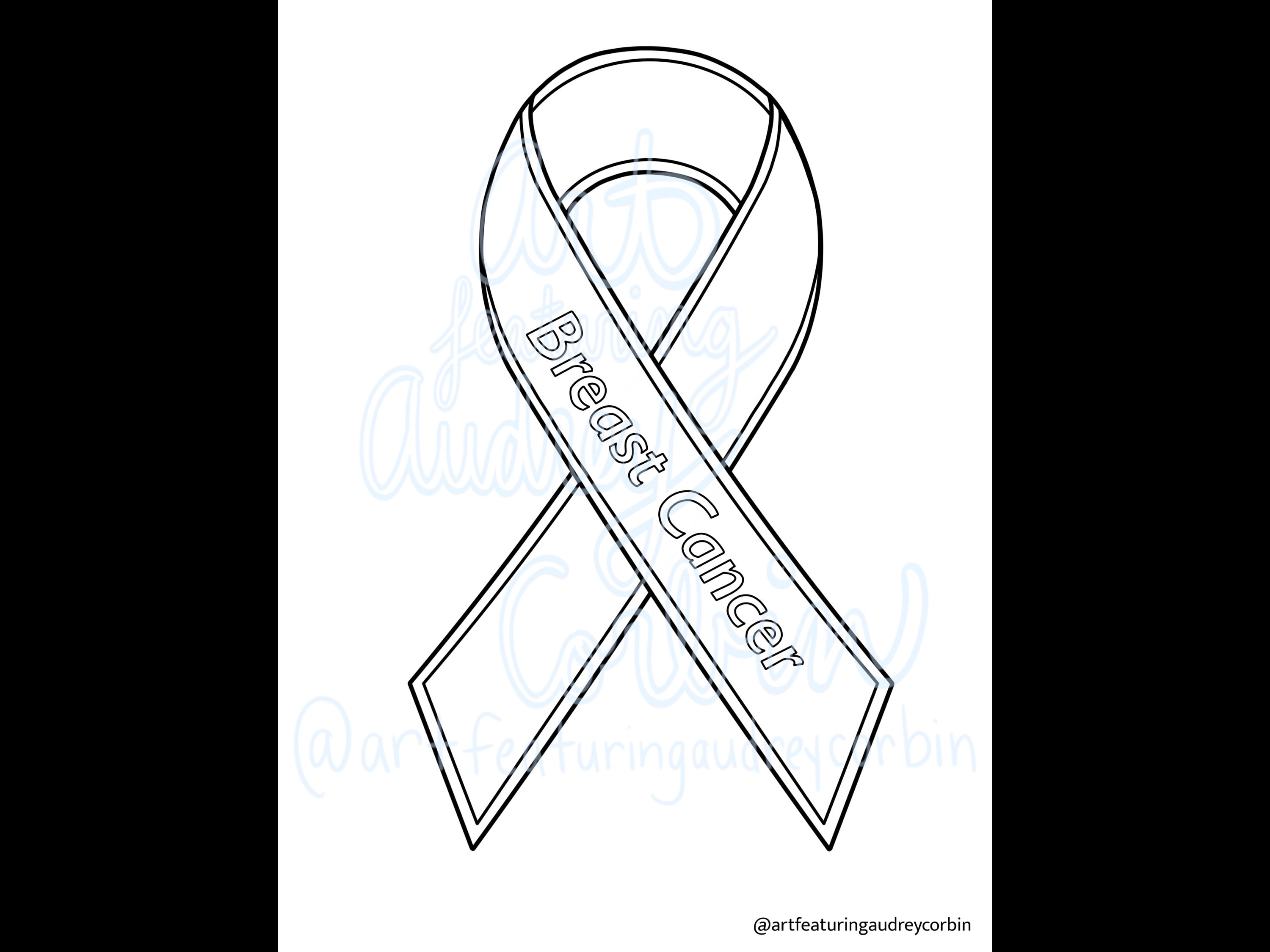 Breast cancer awareness ribbon coloring page for adults and kids digital download coloring page print at home